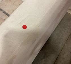 Open Box: PB Comfort Modern Square Arm Grand Sofa, 108", 3-Seater, Memory Foam Cushion Fill - Performance Textured Weave White