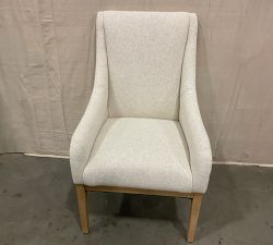 Open Box: York Upholstered Dining Armchair - Performance Boucle Oatmeal, Seadrift Legs
