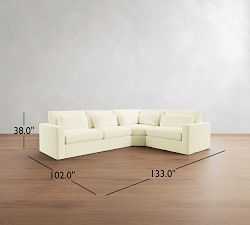 Westwood Square Arm Deep Seat Slipcovered 3-Piece Wedge Sleeper Sectional (132")