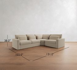 Westwood Square Arm Deep Seat 3-Piece Wedge Sleeper Sectional (132")