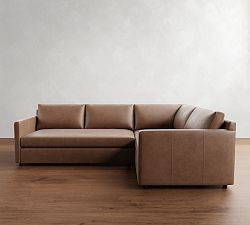 Pacifica Slim Arm Leather 3-Piece Sectional (106&quot;)