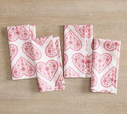 Heart Print Organic Cotton Napkins - Set of 4