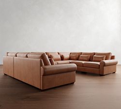Big Sur Roll Arm Deep Seat Leather U-Shaped Sectional (159&quot;&ndash;191&quot;)