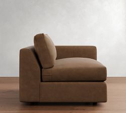 Build Your Own Carmel Slim Arm Leather Sectional