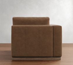 Build Your Own Carmel Wide Arm Wood Base Leather Sectional