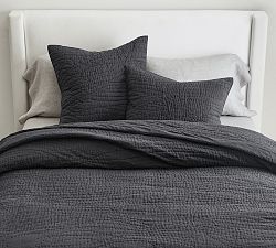 Open Box: Belgian Flax Linen Handcrafted Quilt, King/Cal. King  - Ebony