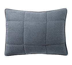 Open Box: European Flax Linen Waffle Comforter Sham, Standard, Set of 2 - Steel Blue