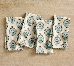 Amelia Block Print Cotton Napkins - Set of 4