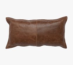Open Box: Gaona Leather Lumbar Pillow , 14" x 26" - Brown