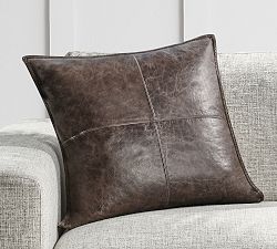 Open Box: Gaona Leather Pillow Cover, 22&quot; - Cocoa