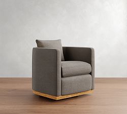 Ayden Barrel Arm Wood Base Swivel Chair