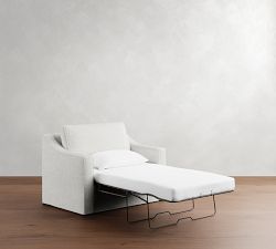 Cameron Slope Arm Slipcovered Twin Sleeper Sofa  (53")