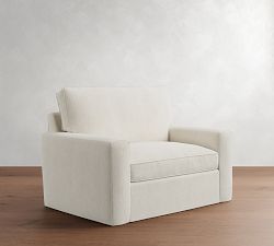 Pearce Square Arm Slipcovered Twin Sleeper Sofa with Memory Foam Mattress (58&quot;)