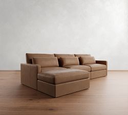 Westwood Slim Arm Deep Seat Leather Modular Chaise Sectional