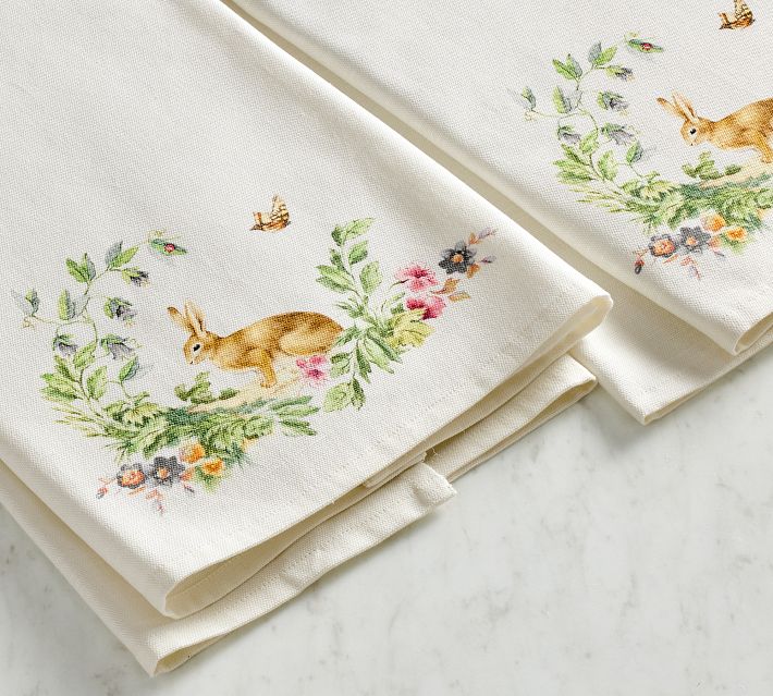 JarThenaAMCS 2Pcs Easter Bunny Hand Towels - Cotton Embroidered Kitchen & Bath Towels, 29.5 X 13.7 Inch, With Ribbons - View #10