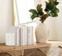 White Marble Book Ends - Set of 2