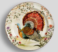 Botanical Harvest Turkey Stoneware Dinner Plates - Set of 4