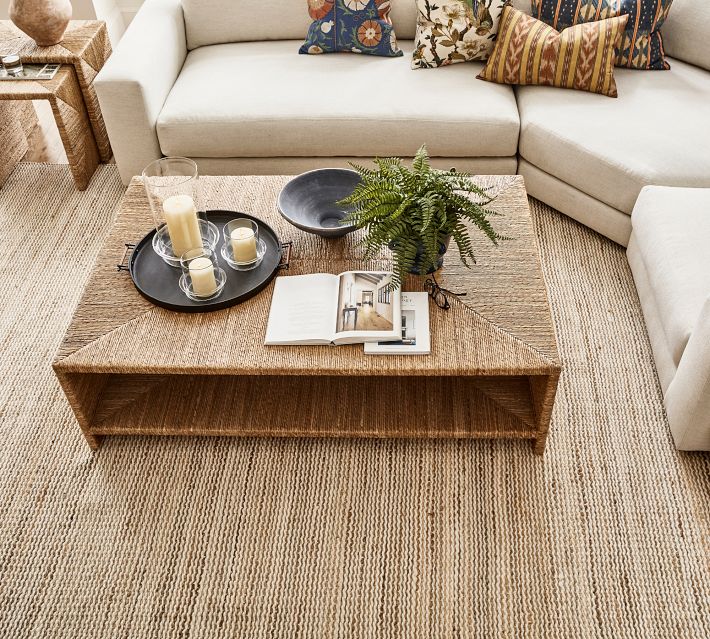 Pottery barn ラグ ウール100% Braxton Wool Jute Rug | Pottery Barn