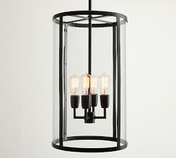 Manor Outdoor Glass &amp; Iron Cylinder Pendant (14")
