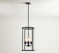 Manor Outdoor Glass &amp; Iron Cylinder Pendant (14")