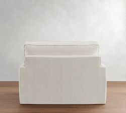 Pearce Square Arm Slipcovered Twin Sleeper Sofa with Memory Foam Mattress (58&quot;)