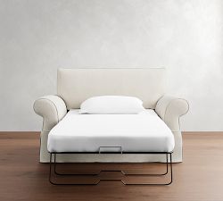 Pearce Roll Arm Slipcovered Twin Sleeper Sofa with Memory Foam Mattress (64&quot;)