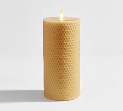 Premium Flickering Flameless Wax Pillar Candle - Honeycomb