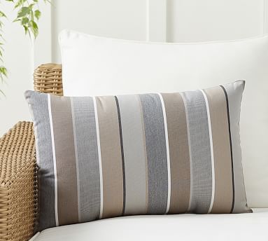 Sunbrella® Milano Striped Outdoor Lumbar Pillow Pottery Barn