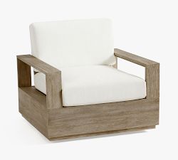 Indio Eucalyptus Modern Platform Swivel Outdoor Lounge Chair