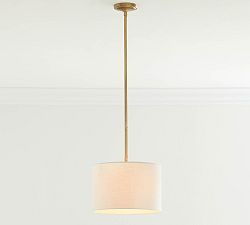 Linen Drum Shade Pole Pendant (10"-14")