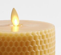 Premium Flickering Flameless Wax Pillar Candle - Honeycomb