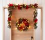 Lit Faux Amaryllis Twiggy Holiday Wreath &amp; Garland