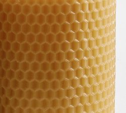 Premium Flickering Flameless Wax Pillar Candle - Honeycomb