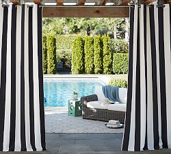 Sunbrella&#0174; Awning Striped Grommet Outdoor Curtain