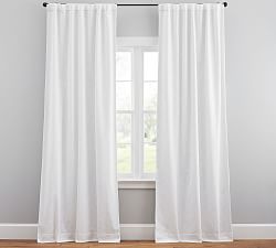 Custom Seaton Textured Cotton Blackout Curtain - White