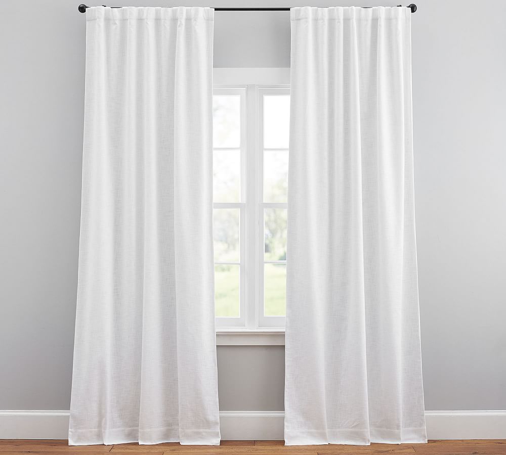 Custom Seaton Textured Cotton Blackout Curtain - White