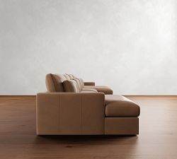 Westwood Slim Arm Deep Seat Leather Double Chaise Sectional (167"&ndash;180")