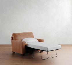 Buchanan Square Arm Leather Twin Sleeper Sofa with Memory Foam Mattress (54&quot;)