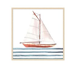 Ship on Stripes Framed Print