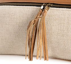 Layna Leather and Linen Block Lumbar Pillow