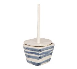 Striped Stoneware Sailboat Serving Bowl