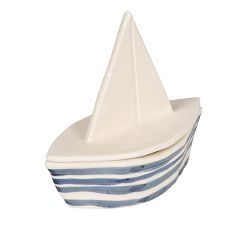 Striped Stoneware Sailboat Serving Bowl