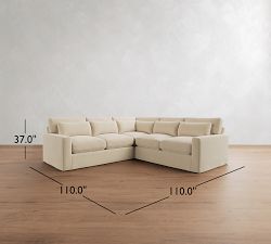 PB Comfort Modern Deep Square Arm Slipcovered 3-Piece L-Shaped Sectional (110")
