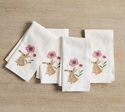 Spring Garden Cotton Embroidered Napkins - Set of 4