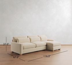 PB Comfort Modern Square Arm Deep Seat Chaise Sectional (100"&ndash;126")