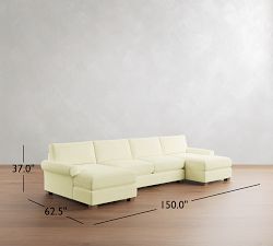 PB Comfort Modern Roll Arm Double Chaise Sectional (135"-170")