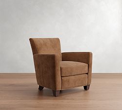 Open Box: Irving Square Arm Leather Manual Recliner Without Nailheads, 38" - Keystone Nut, Coffee Legs