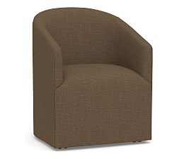 Open Box: Baldwin Upholstered Barrel Back Dining Armchair - Performance Slub Weave Mocha