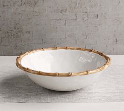 Open Box: Bamboo Outdoor Melamine Salad Bowl, 14&quot; x 4&quot; - Natural