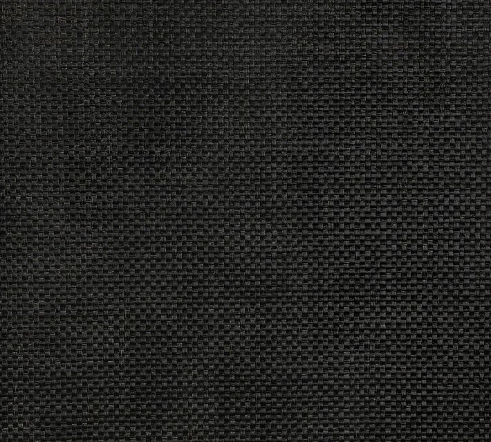 Macro texture of black woven cabinet fabric.